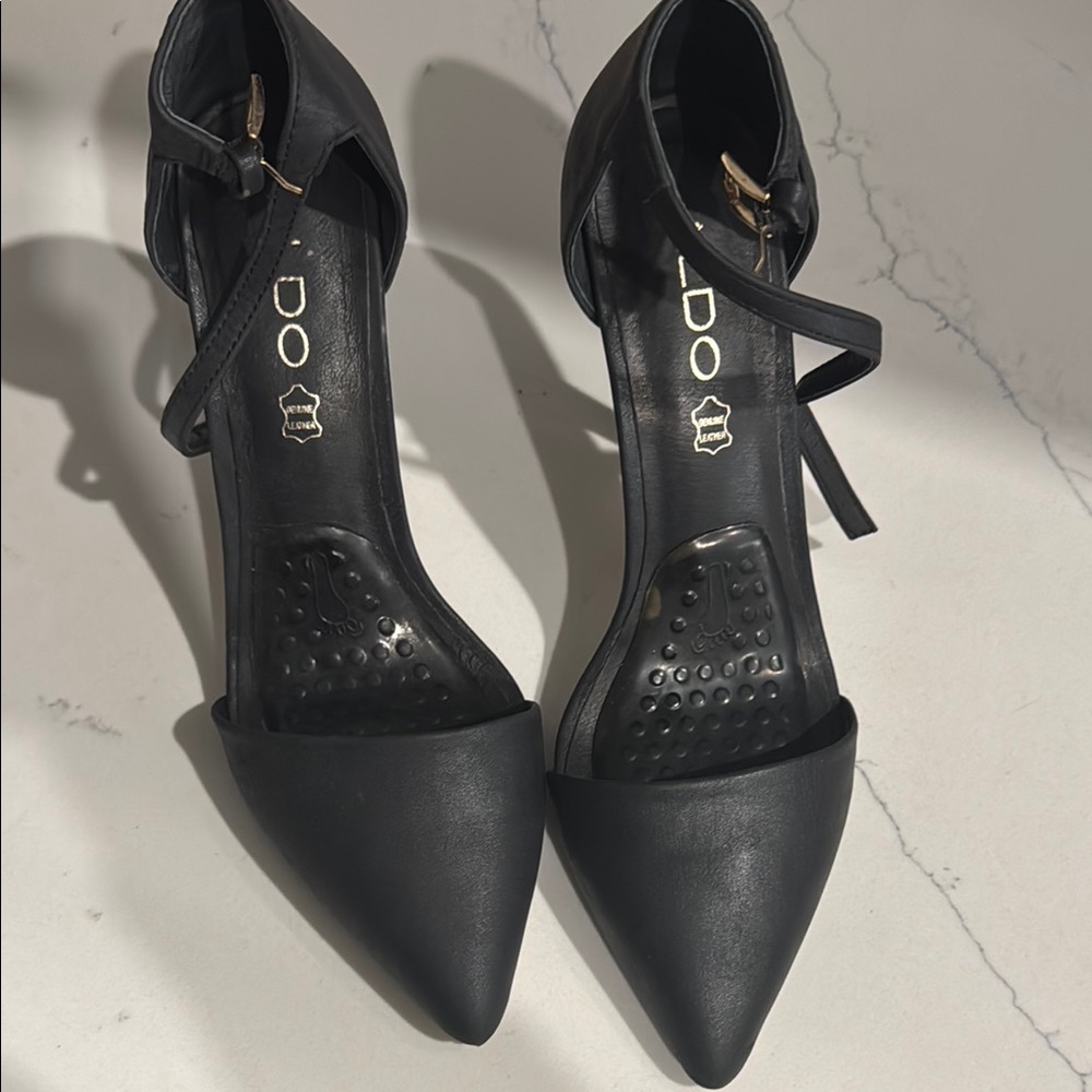ALDO Black Heels with Stiletto Heel and Ankle Strap